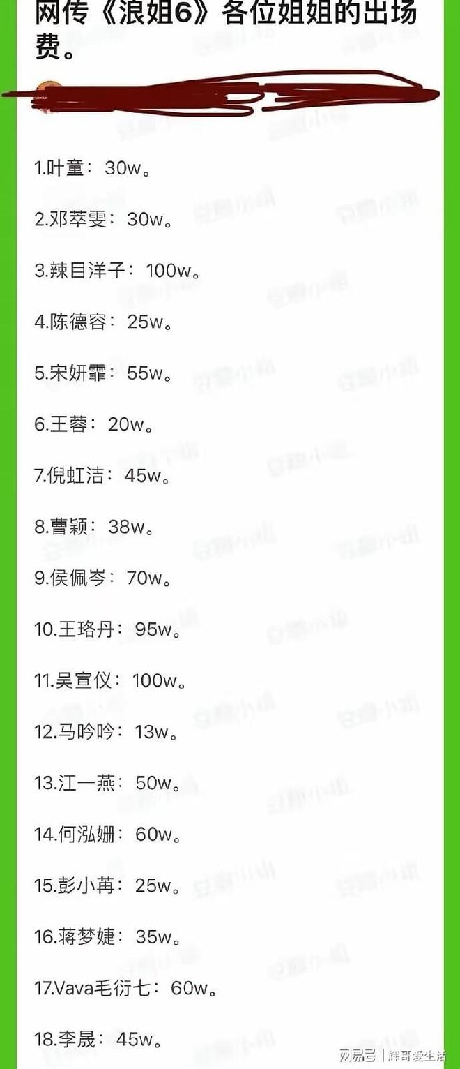 姐出场费曝光价格差别简直像坐过山车凯发k8娱乐登录网传《浪姐6》姐